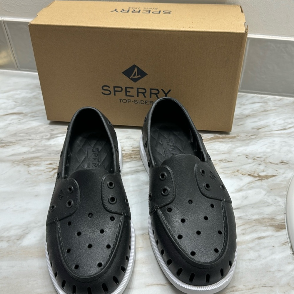 Sperry Top-Sider (Size 9)Women Authentic Original Float Boat Shoe (Black)